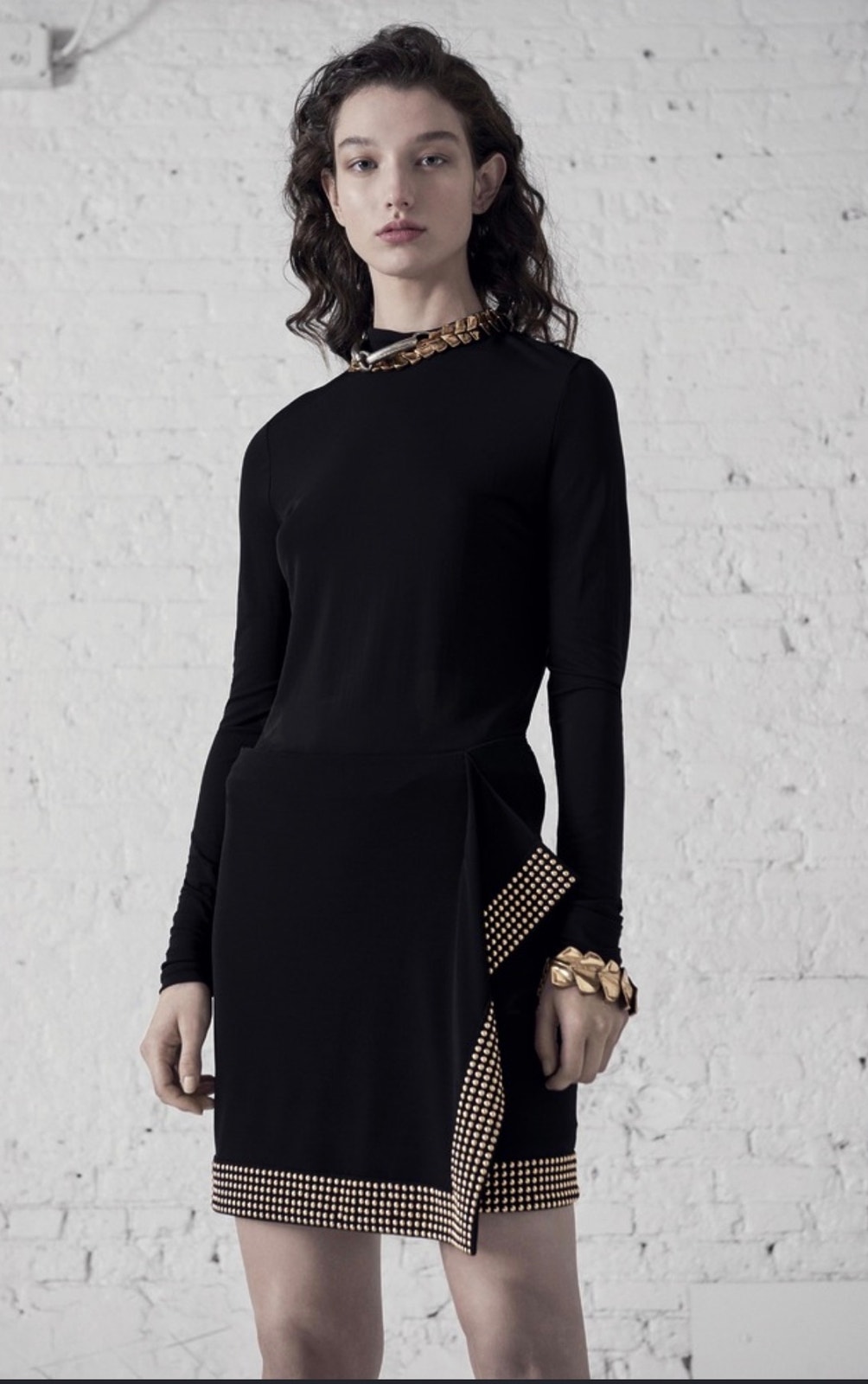 Roberto Cavalli Studded Mini Dress In Black With Gold Studs Nwt